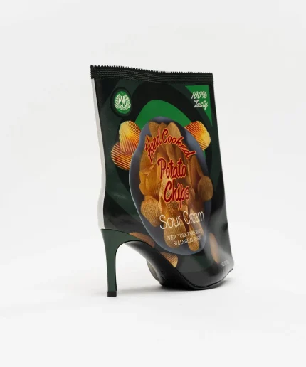 Maison Mihara Potato Chips Package Detail Pin Heel Boots Green (3)