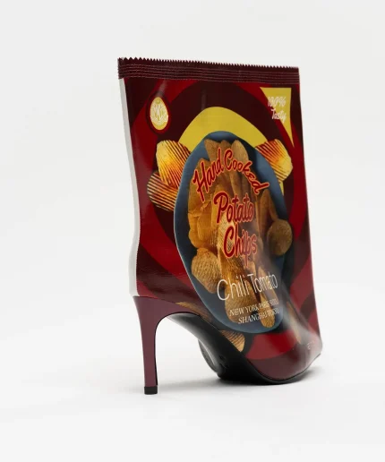 Maison Mihara Potato Chips Package Detail Pin Heel Boots Red (5)
