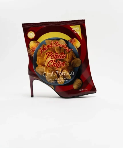Maison Mihara Potato Chips Package Detail Pin Heel Boots Red (6)