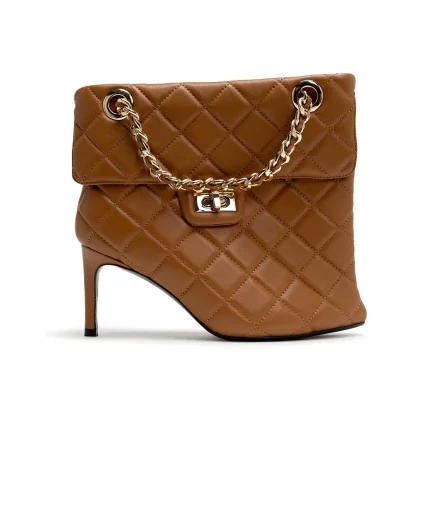 Maison Mihara Quilted Bag Detail Pin Heel Short Boots Brown (4)