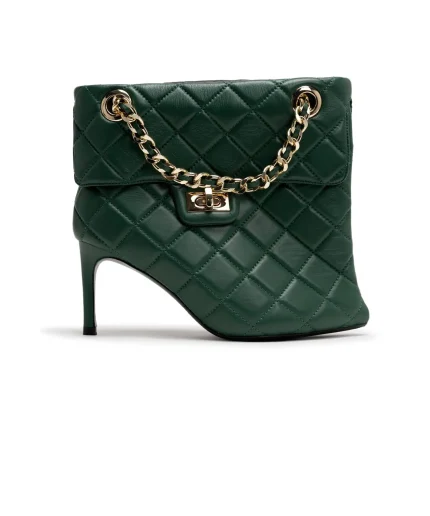 Maison Mihara Quilted Bag Detail Pin Heel Short Boots Green (1)