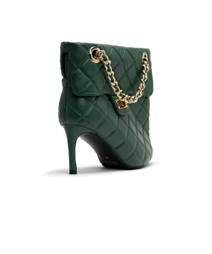 Maison Mihara Quilted Bag Detail Pin Heel Short Boots Green (5)