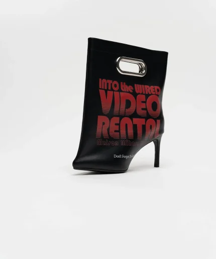 Maison Mihara Shopping Bag Motif Pin Heel Boots Schwarz (8)