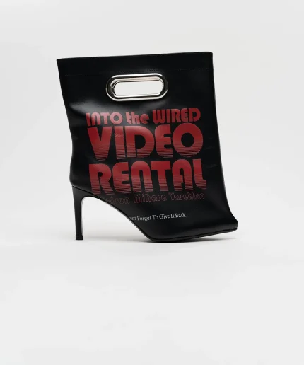 Maison Mihara Shopping Bag Motif Pin Heel Boots Schwarz (9)